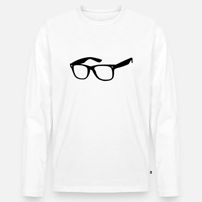 Brille - Männer Premium Bio Langarmshirt - Weiß