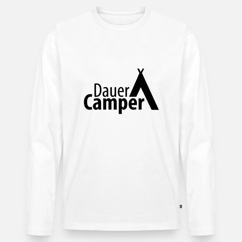 Dauercamper - Männer Premium Bio Langarmshirt - Weiß