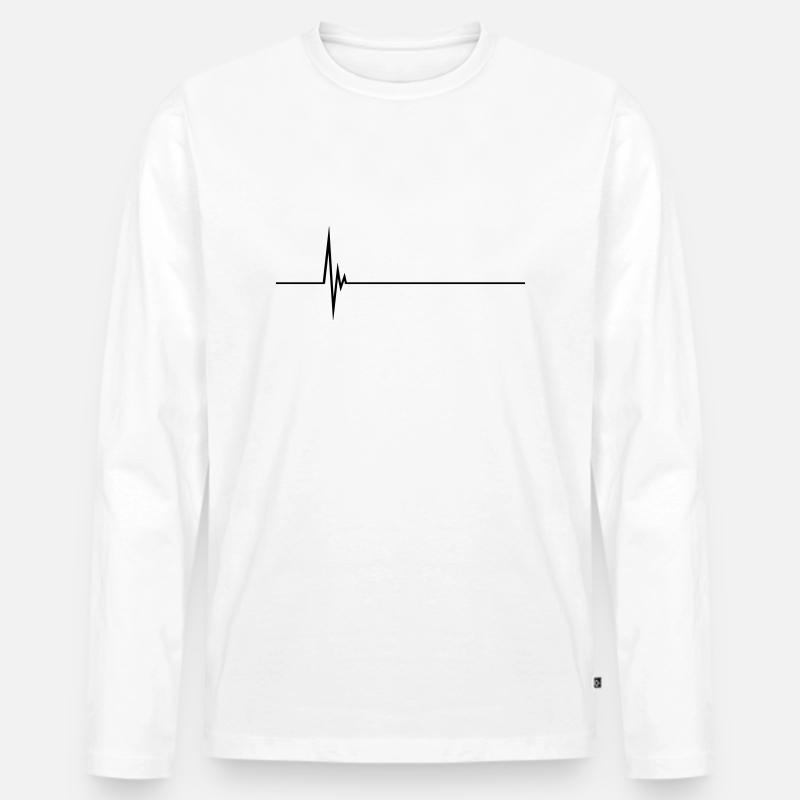 Pulse Heartbeat - Männer Premium Bio Langarmshirt - Weiß