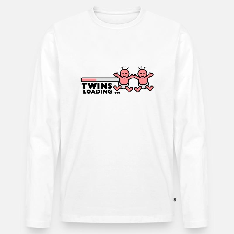 Twins Loading - Männer Premium Bio Langarmshirt - Weiß