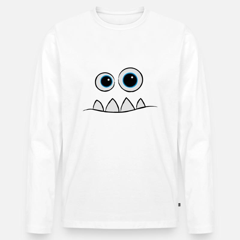 Monster Face - Männer Premium Bio Langarmshirt - Weiß