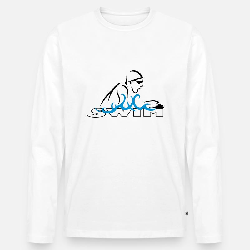 Brustschwimmen - Männer Premium Bio Langarmshirt - Weiß