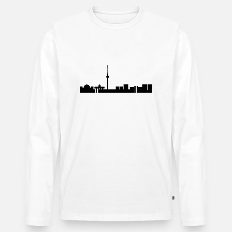 Berliner Skyline - Männer Premium Bio Langarmshirt - Weiß