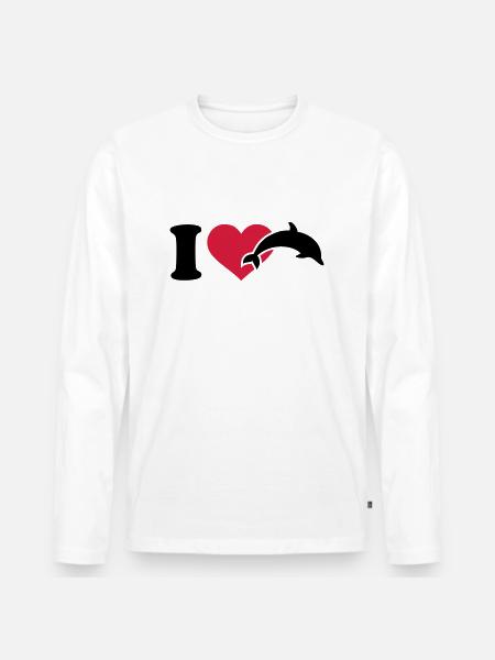 I love Dolphins - Men's Premium Organic Long Sleeve Shirt - white