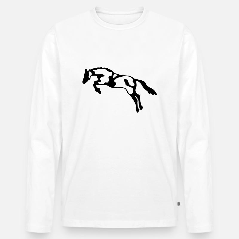 Pferd 7 - Männer Premium Bio Langarmshirt - Weiß