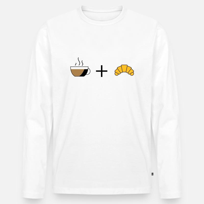 Kaffee und Croissant - Männer Premium Bio Langarmshirt - Weiß