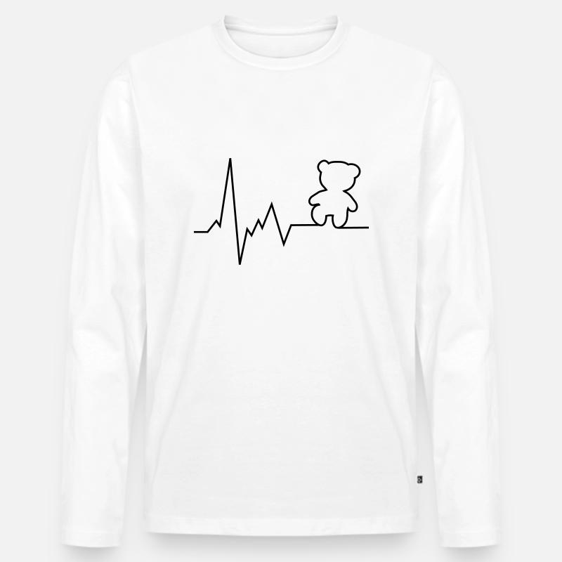 herzschlag teddy bär - Männer Premium Bio Langarmshirt - Weiß