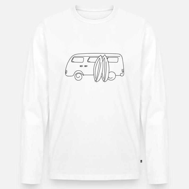 Retro-Van mit Surfbrettern - Männer Premium Bio Langarmshirt - Weiß
