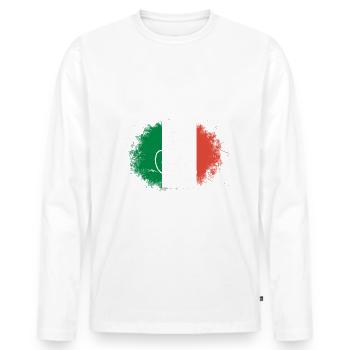 Spruch Fahrrad - Der Motor bin ich - Männer Premium Bio Langarmshirt - Weiß - Vorne - Nico (187cm)