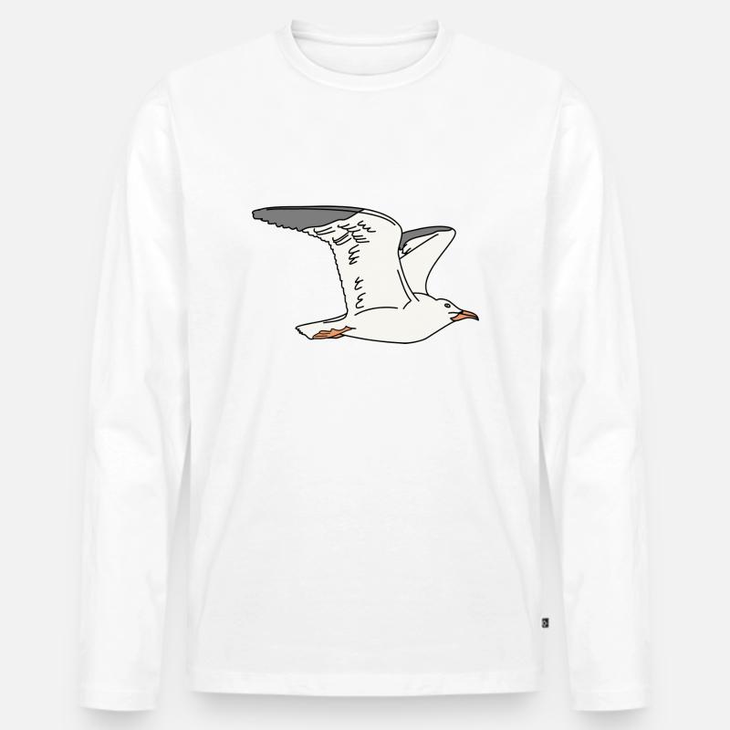Möwe - Männer Premium Bio Langarmshirt - Weiß