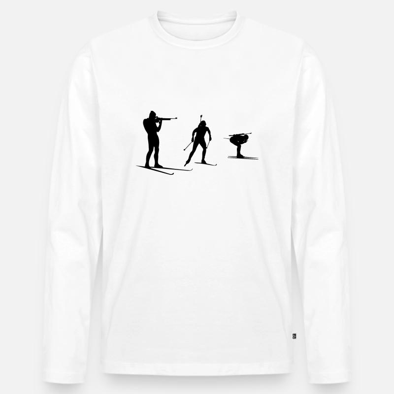 Biathlon - Männer Premium Bio Langarmshirt - Weiß