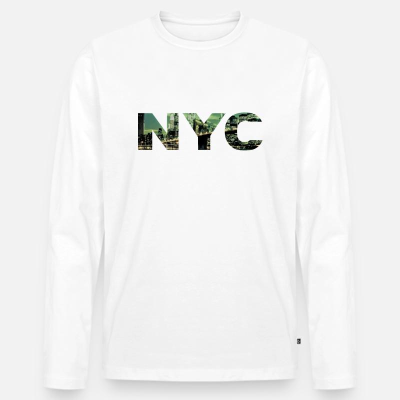 new york - Männer Premium Bio Langarmshirt - Weiß