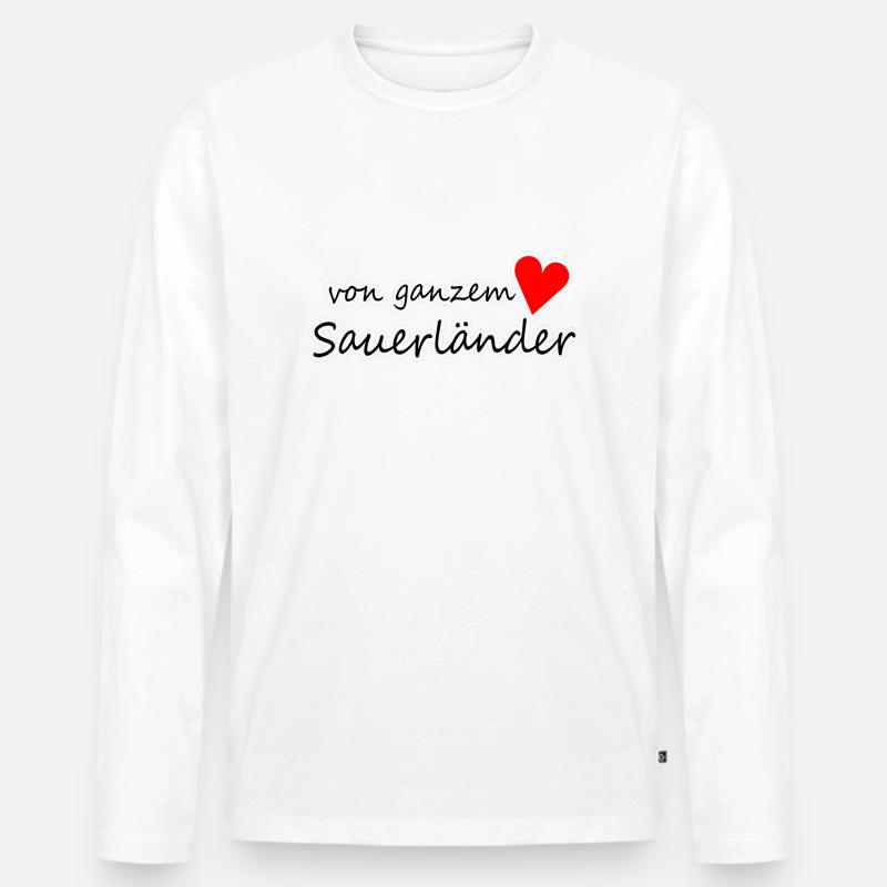 von ganzem Herzen Sauerländer - Männer Premium Bio Langarmshirt - Weiß
