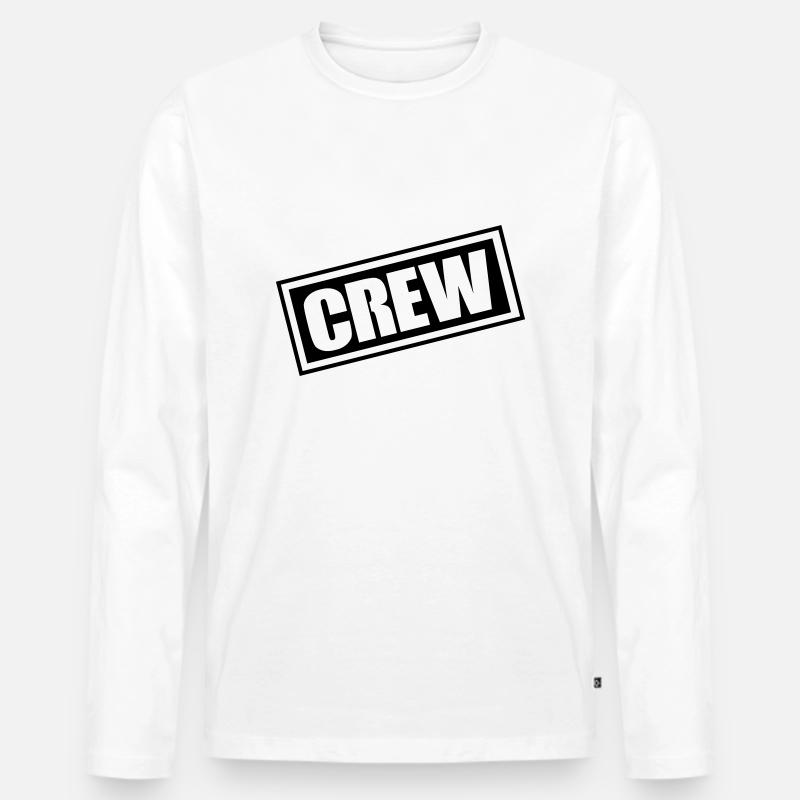 Crew - Männer Premium Bio Langarmshirt - Weiß