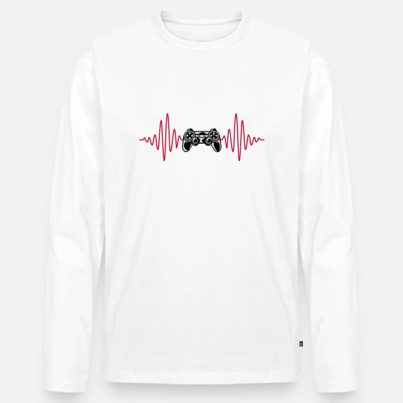 Puls Konsole Retro Controller - Männer Premium Bio Langarmshirt - Weiß