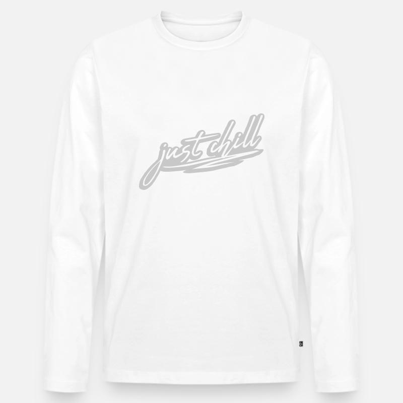 Just Chill Text Logo - Männer Premium Bio Langarmshirt - Weiß