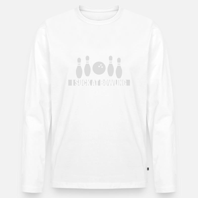 I suck at bowling - Männer Premium Bio Langarmshirt - Weiß