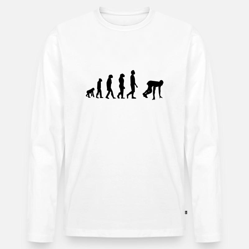 100 Meter Evolution - Männer Premium Bio Langarmshirt - Weiß