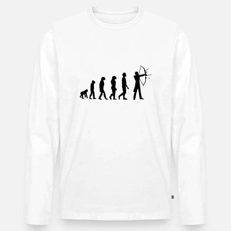 Evolution des Bogenschießens - Männer Premium Bio Langarmshirt - Weiß