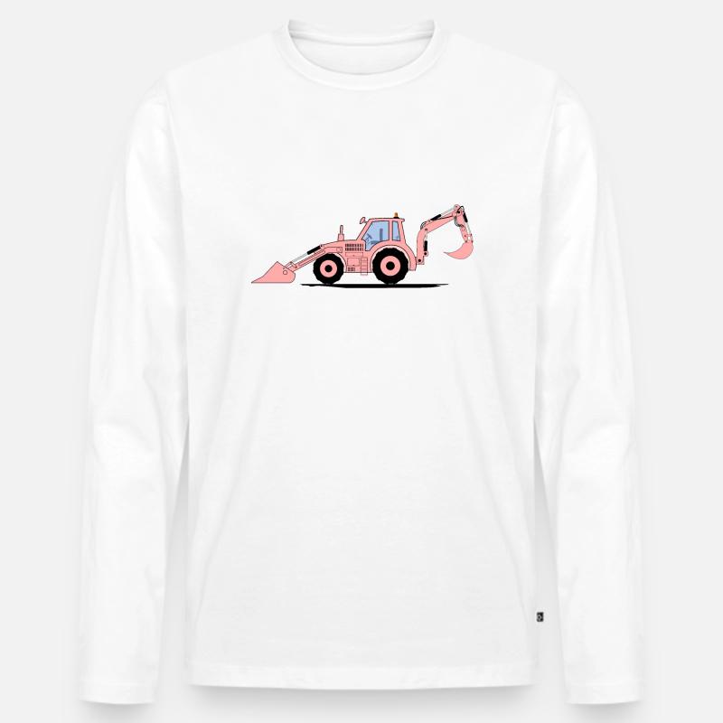 Traktor Bagger Baggerschlepper Rosa - Männer Premium Bio Langarmshirt - Weiß