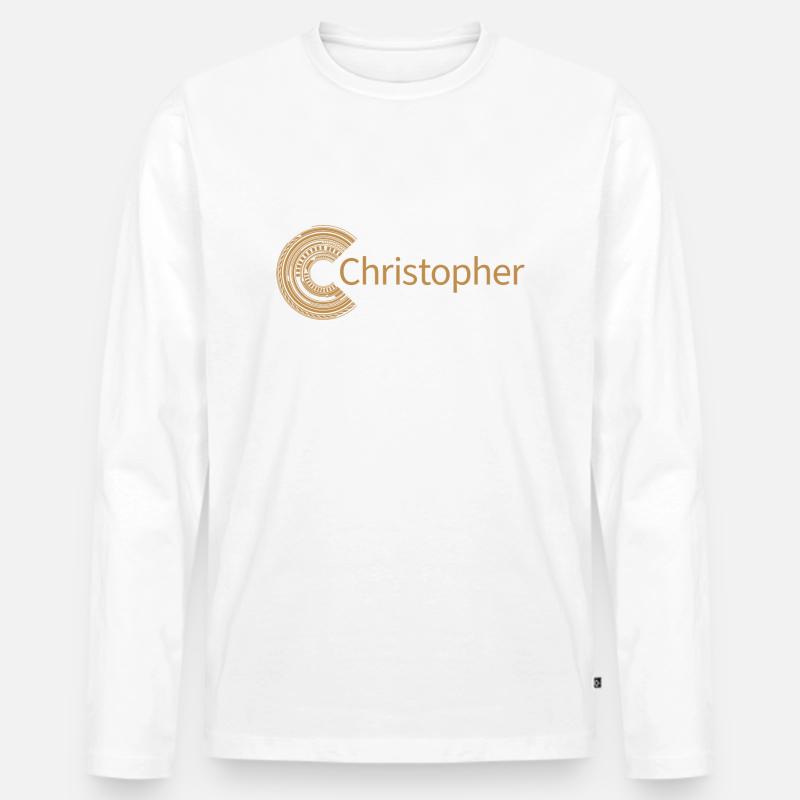 Für Christopher - Männer Premium Bio Langarmshirt - Weiß