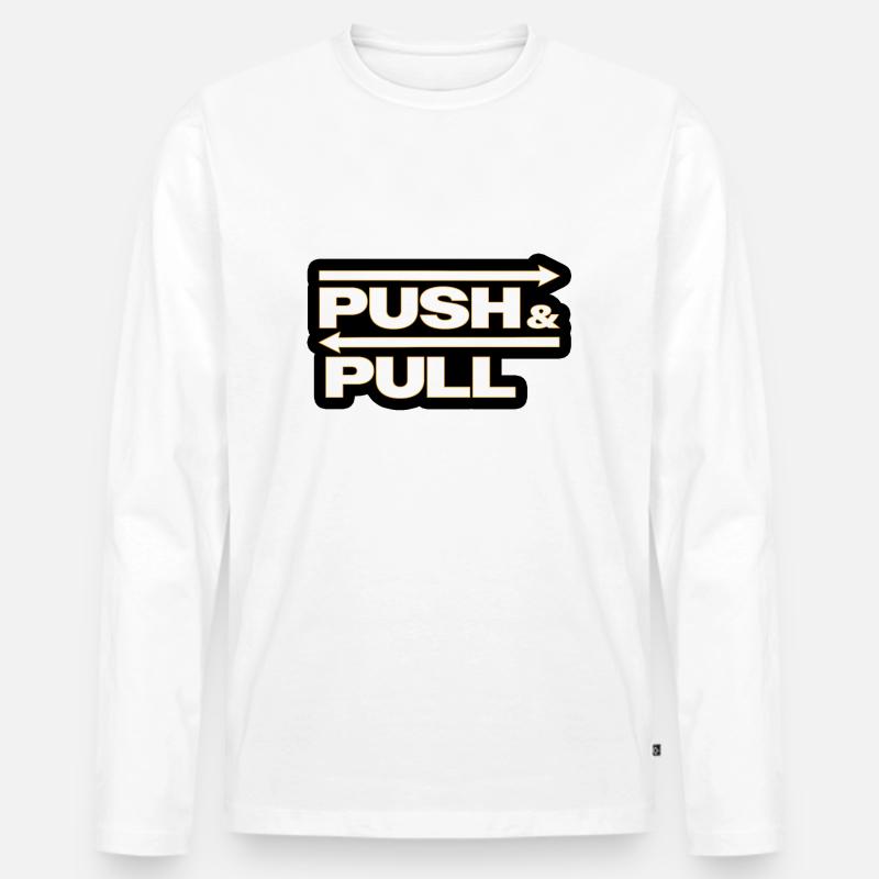Push and Pull black - Männer Premium Bio Langarmshirt - Weiß