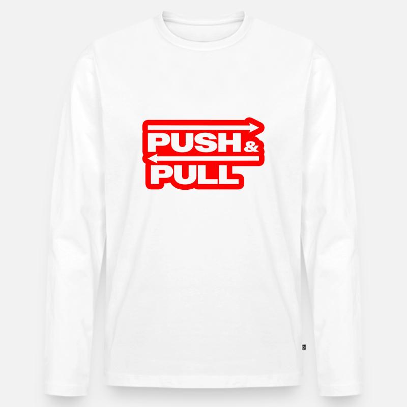 Push and Pull Red - Männer Premium Bio Langarmshirt - Weiß