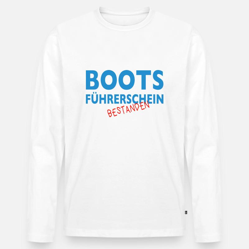 Boot Motorboot Bootsführerschein bestanden - Männer Premium Bio Langarmshirt - Weiß