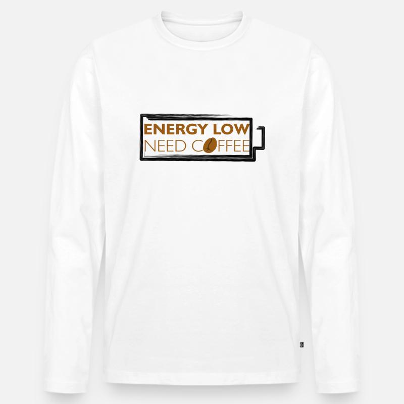 energy low need coffee batterie - Männer Premium Bio Langarmshirt - Weiß