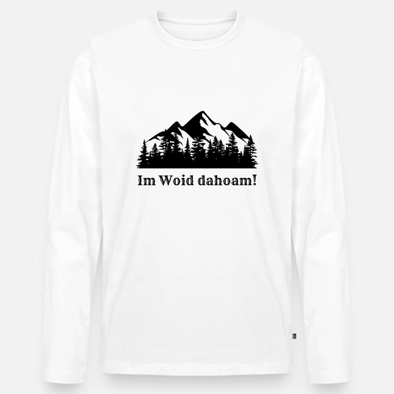 Im Woid dahoam! Bayerisch - Männer Premium Bio Langarmshirt - Weiß