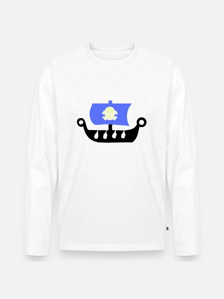 piratenschiff - Männer Premium Bio Langarmshirt - Weiß