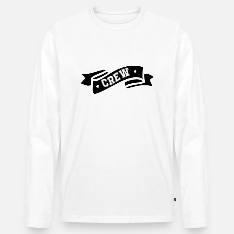 Crew - Männer Premium Bio Langarmshirt - Weiß