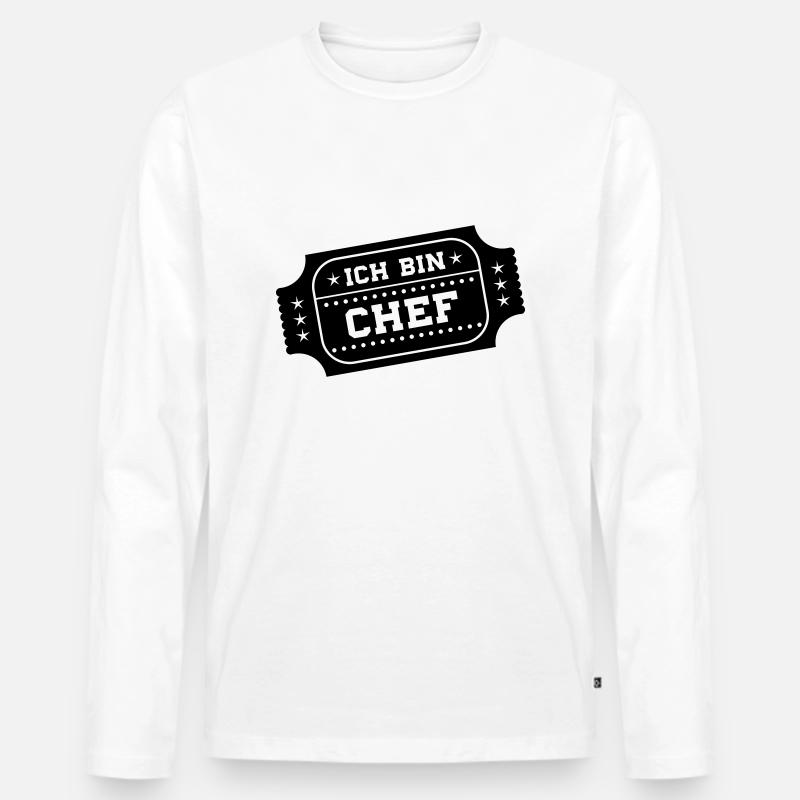 ich bin chef - Männer Premium Bio Langarmshirt - Weiß