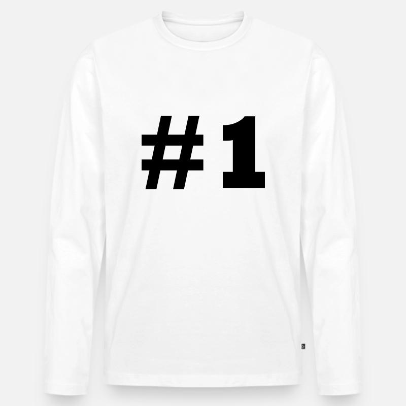 nummer 1 - Männer Premium Bio Langarmshirt - Weiß