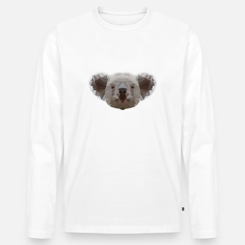 LowPoly koala Bär Tier Design Geschenk - Männer Premium Bio Langarmshirt - Weiß