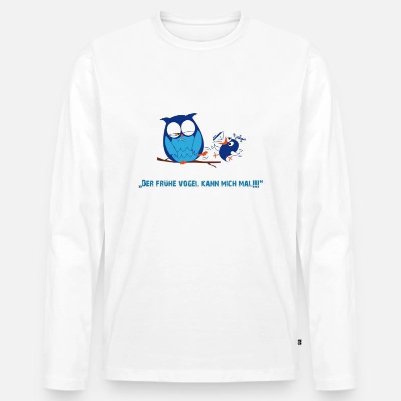 Der frühe Vogel - Männer Premium Bio Langarmshirt - Weiß