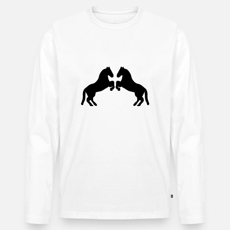 pferde - Männer Premium Bio Langarmshirt - Weiß