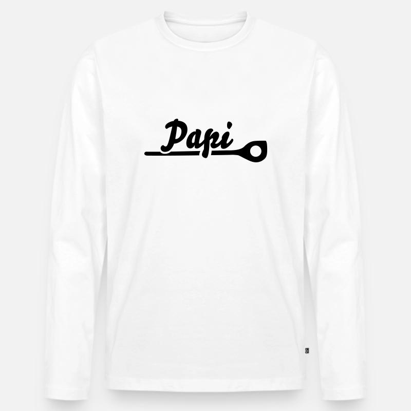 Papi - Männer Premium Bio Langarmshirt - Weiß