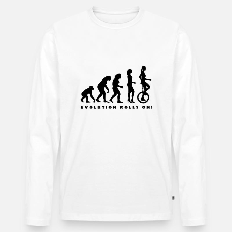 evolution_einradfahrerin_1c_b - Men's Premium Organic Long Sleeve Shirt - white