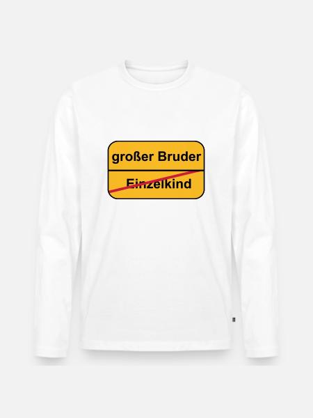 großer Bruder - Männer Premium Bio Langarmshirt - Weiß