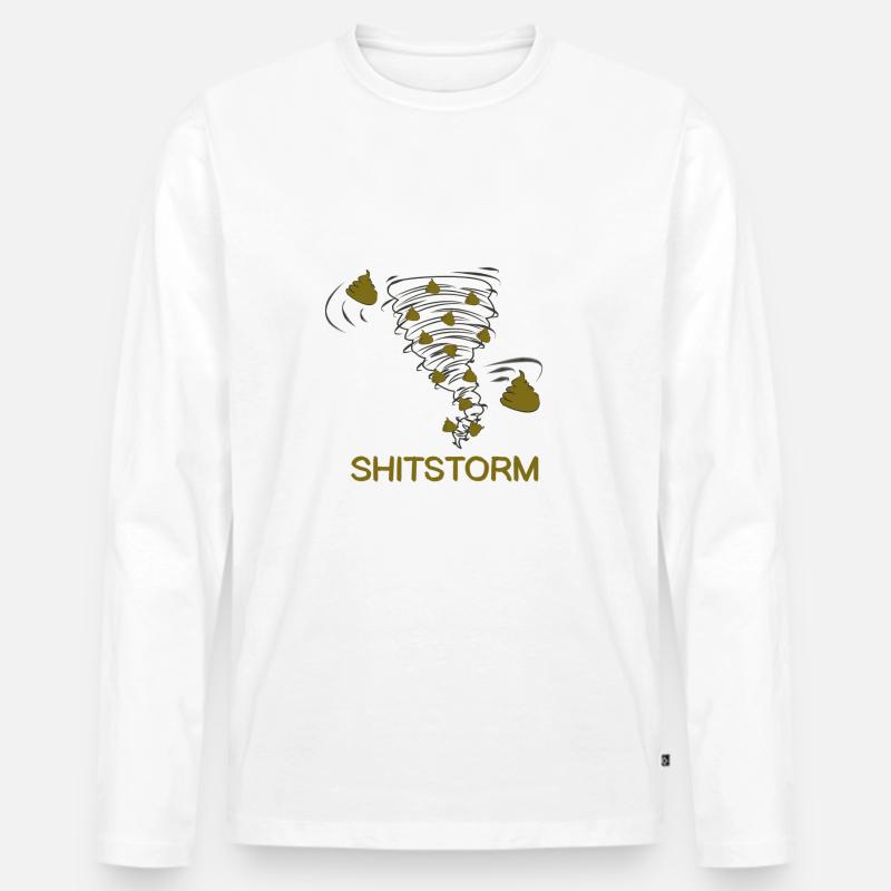 Shitstorm Comic literally - Männer Premium Bio Langarmshirt - Weiß