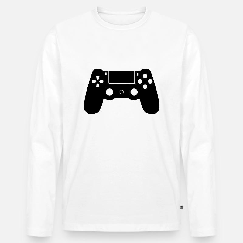 Controller - Männer Premium Bio Langarmshirt - Weiß