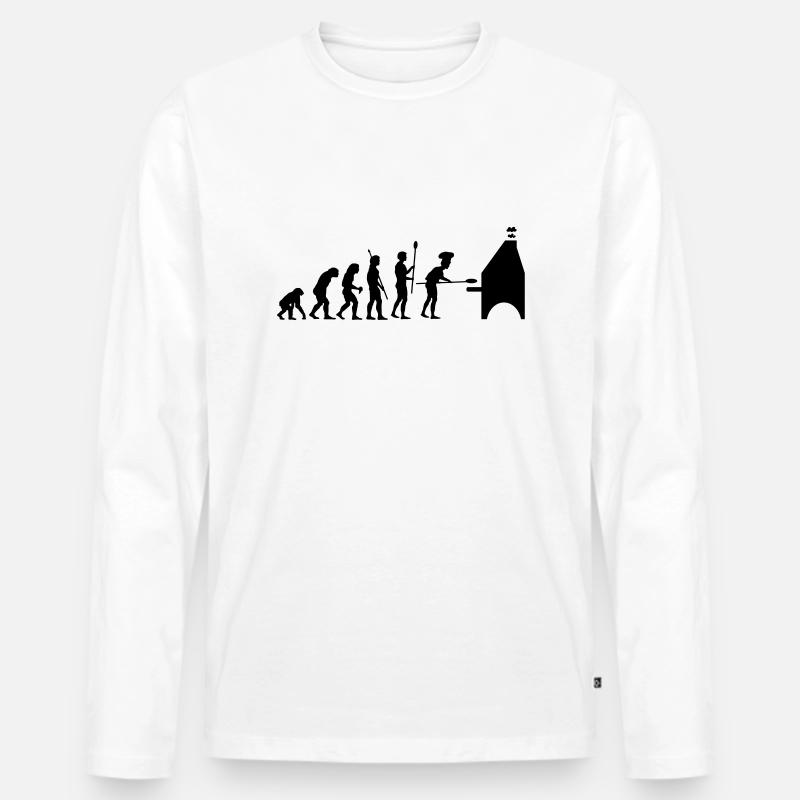 evolution pizza - Männer Premium Bio Langarmshirt - Weiß