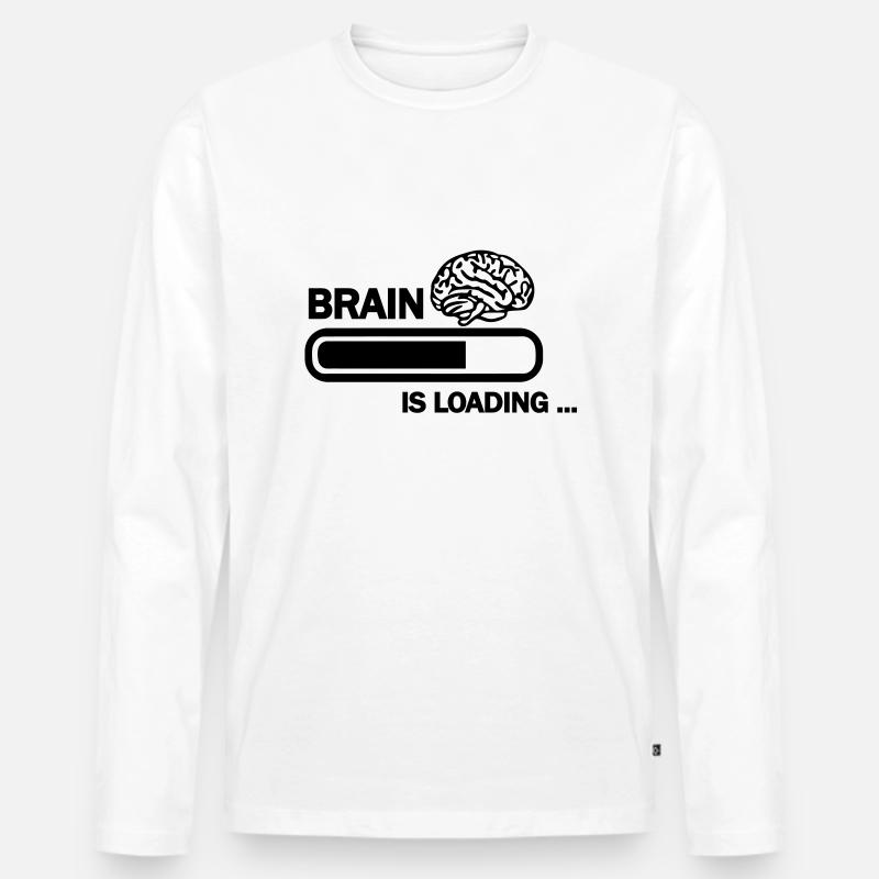 Brain loading - Männer Premium Bio Langarmshirt - Weiß