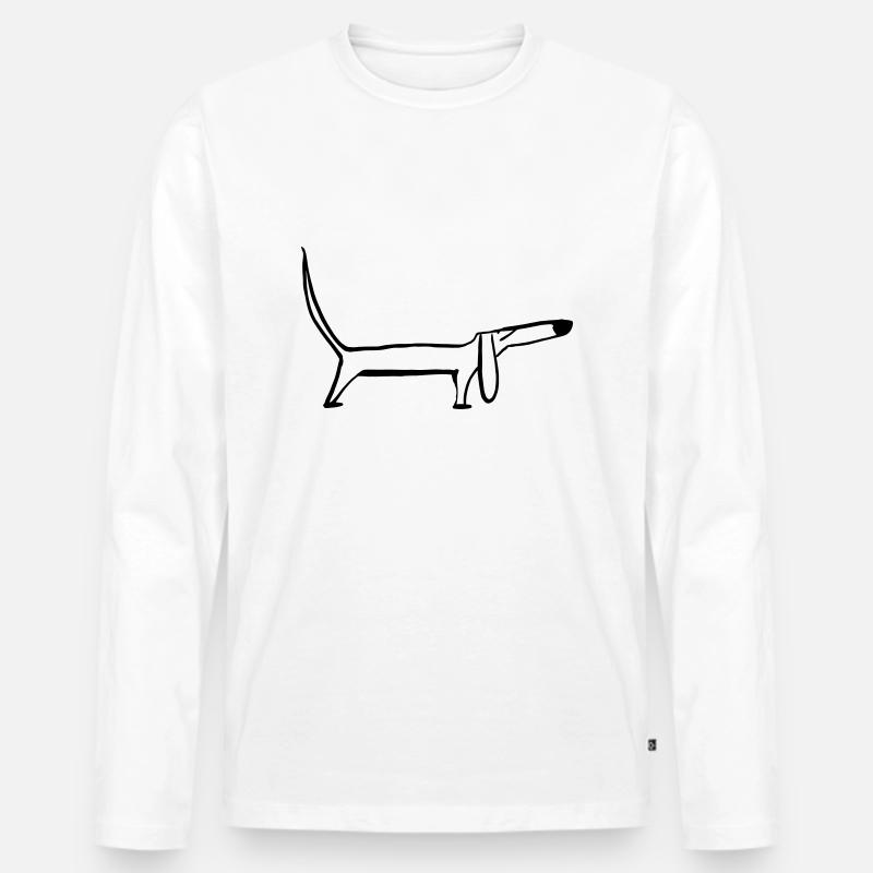 Dackel - Männer Premium Bio Langarmshirt - Weiß