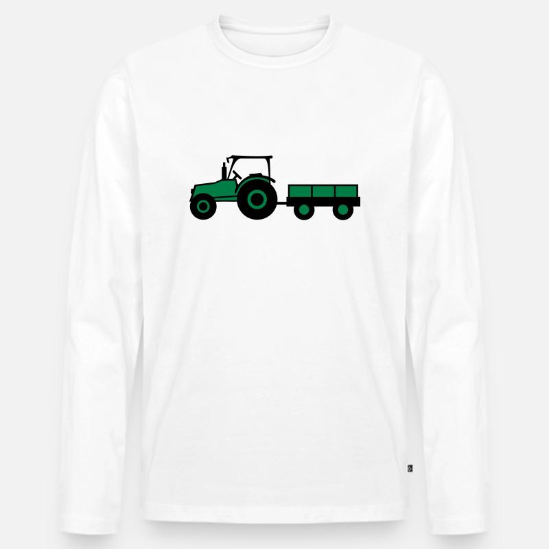 Tractor With Trailer - Männer Premium Bio Langarmshirt - Weiß