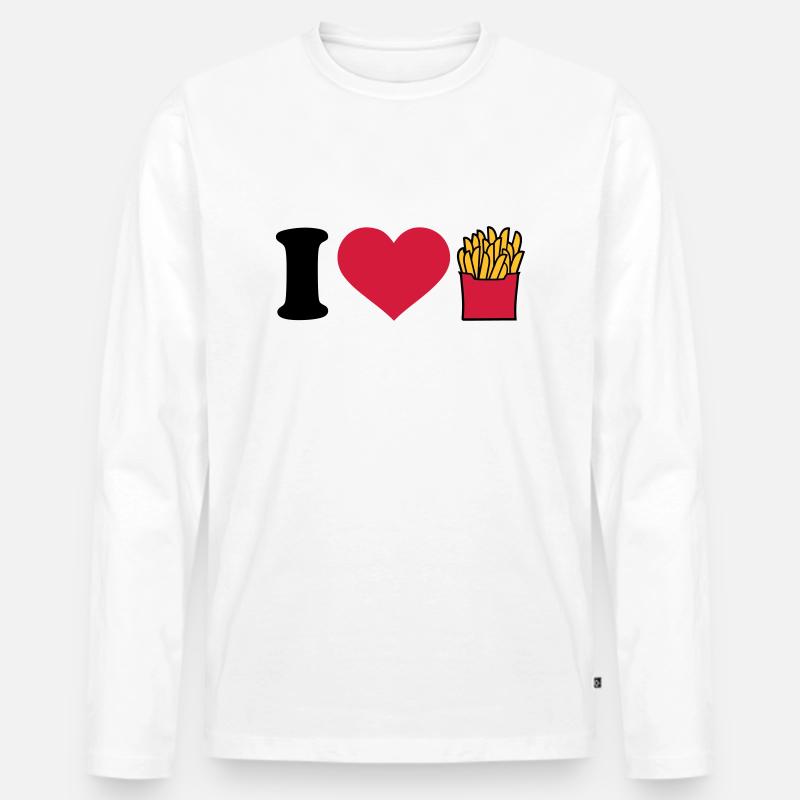 Pommes - Männer Premium Bio Langarmshirt - Weiß