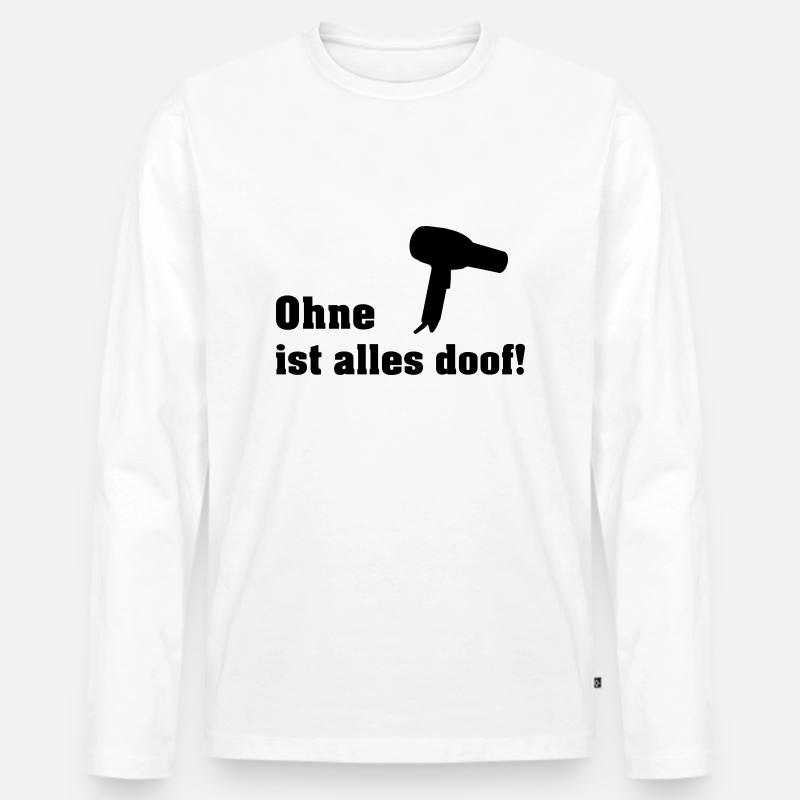 ohne fön - Männer Premium Bio Langarmshirt - Weiß