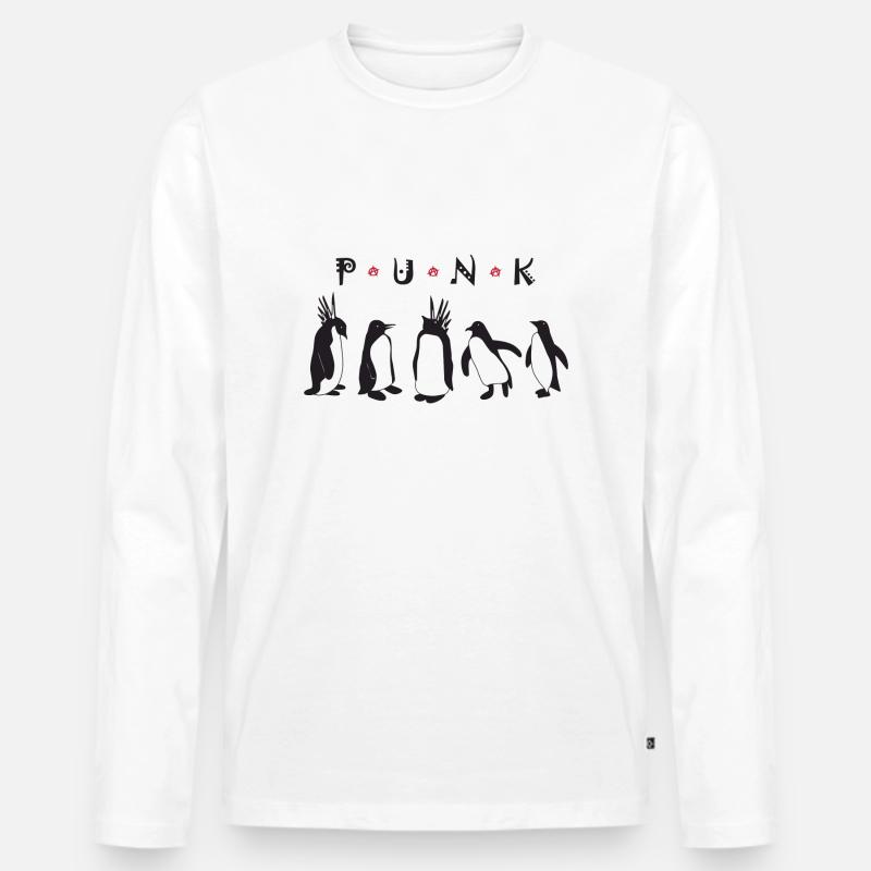 Punk Penguins - Männer Premium Bio Langarmshirt - Weiß