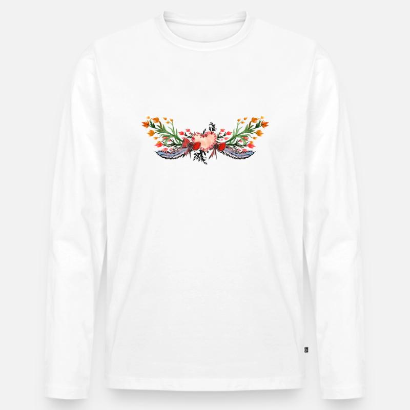 Blumen - Männer Premium Bio Langarmshirt - Weiß